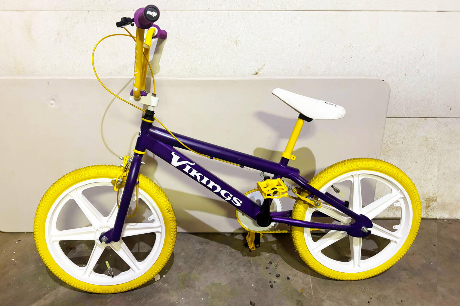 NFL Vikings themed BMX bike built by Wes Moore